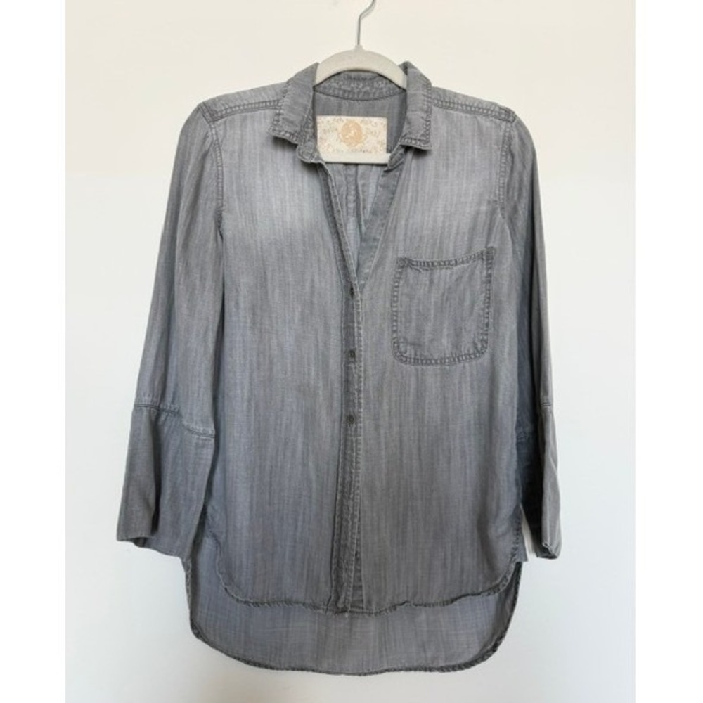 Bella Dahl Grey Chambray Button Down Shirt Women's Size Small | 100% Tencel Top